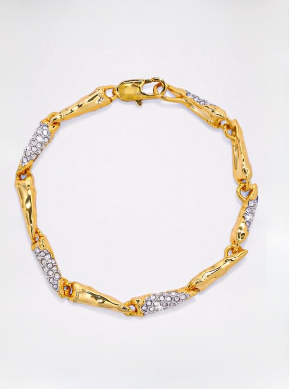 Alexis Bittar 14k Gold Plate C Z Solanales Crystal Linked Spear Bracelet JN28